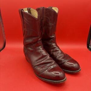 Vintage Tony Lama Men's 1/4 Calf Chestnut Brown Leather Boots 7707M Size 9.5D